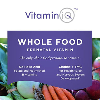VitaminIQ Whole Food Prenatal Vitamins (120 Capsules) Natural Support for Maternal and Fetal Health