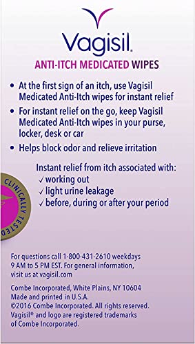 Vagisil Anti-Itch Medicated Wipes, Maximum Strength 12 ea (Pack of 6)