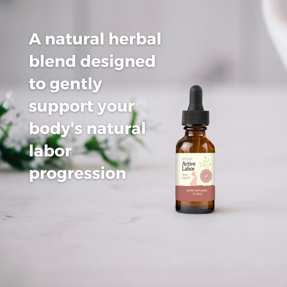 SPRIGS Active Labor, 1 Oz | Herbal Birth Support Tincture Supplement with Blue Cohosh, Red Raspberry Leaf & Motherwort Herb | Birthing Kit Essential to Help Healthy Contractions & Kick Start Delivery