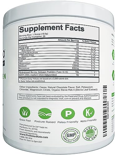 Keto Collagen Protein Powder with MCT Oil – Keto and Paleo Friendly Grass Fed