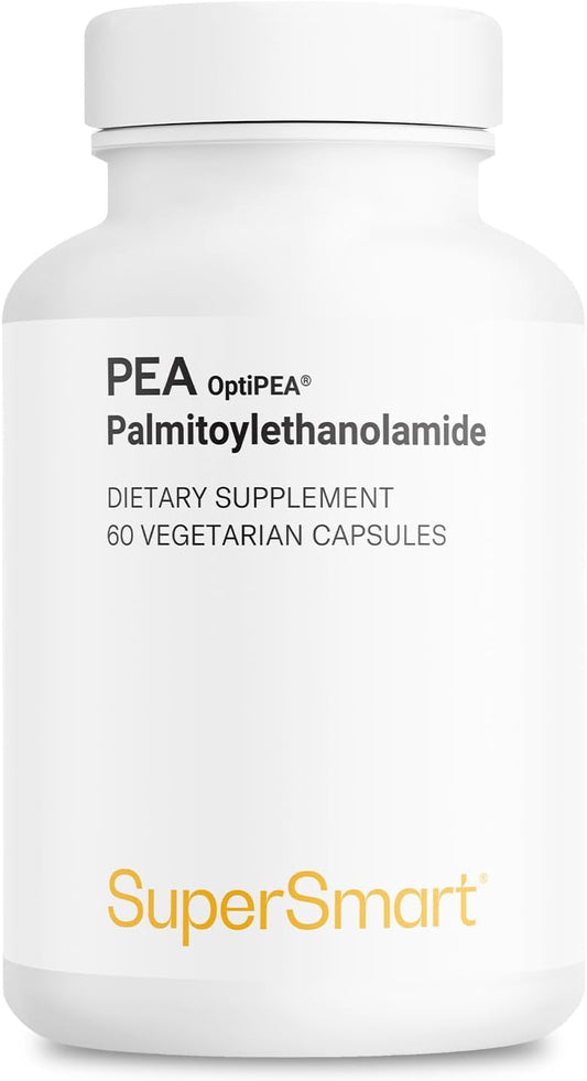 Supersmart - 99% Pea Supplement PalmitoylEthanolAmide 1200 mg per Day - with OptiPEA - Natural Supplement - General Health & Neuropathy Support | Non-GMO & Gluten Free - 60 Vegetarian Capsules