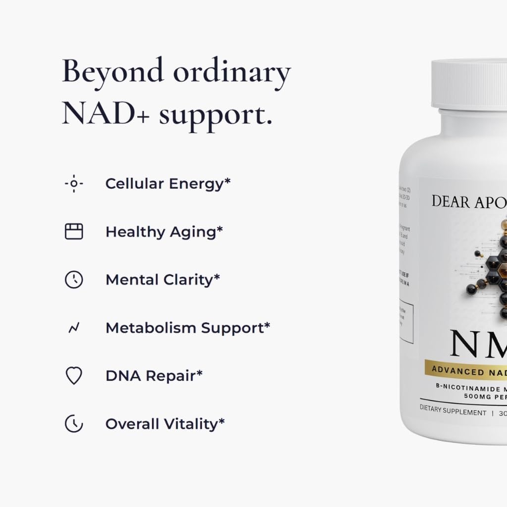 NMN 500mg - Nicotinamide Mononucleotide NAD+ Precursor Supplement, 60 Capsules, 30 Servings, Vegan, Non-GMO, Gluten Free, Made in USA