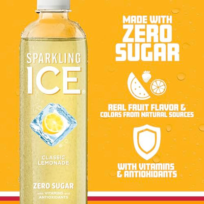 Sparkling Ice, Classic Lemonade Sparkling Water, Zero Sugar Flavored Water