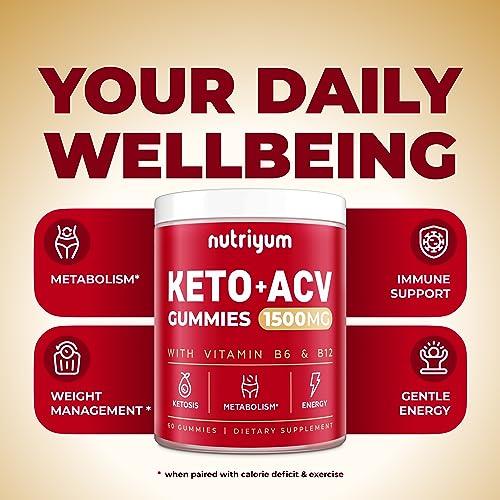 nutriyum Keto ACV Gummies 1500 mg - Apple Cider Vinegar Gummies with B6 & B12
