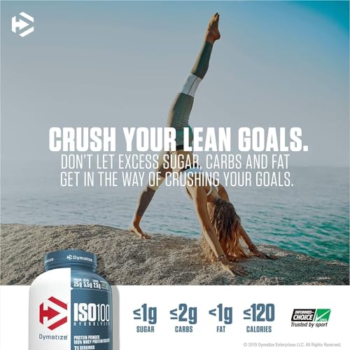 Dymatize ISO 100 Whey Protein Powder with 25g of Hydrolyzed 100% Whey Isolate