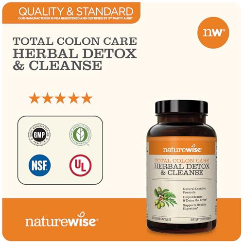 NatureWise Herbal Detox Cleanse Laxative Supplements | Natural Colon Cleanser Herb & Fiber Blend
