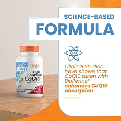Doctor's Best High Absorption CoQ10 with BioPerine, Heart Health & Energy Production