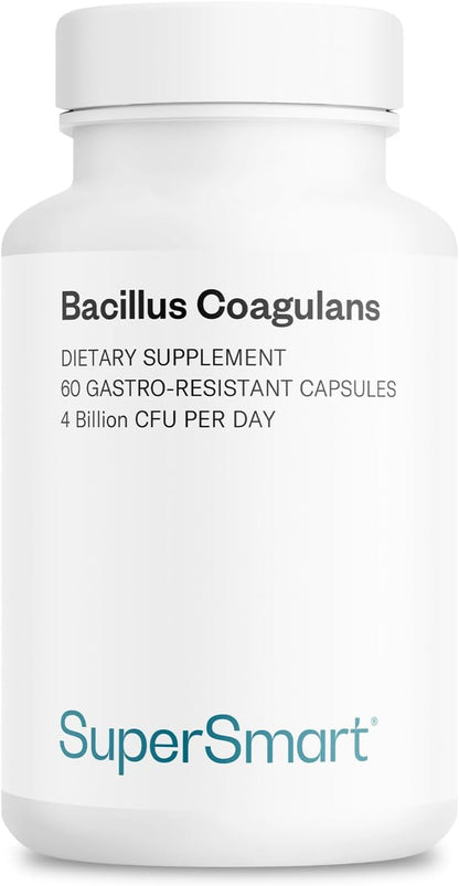 Supersmart Bacillus Coagulans Probiotic 4 Billion CFU per Day (High Absorption) - Lactobacillus Sporogenes Supplement | Non-GMO & Gluten Free - 60 Delayed Release Capsules