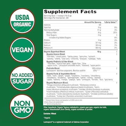 COUNTRY FARMS Super Greens Natural Flavor, 50 Organic Super Foods, USDA Organic