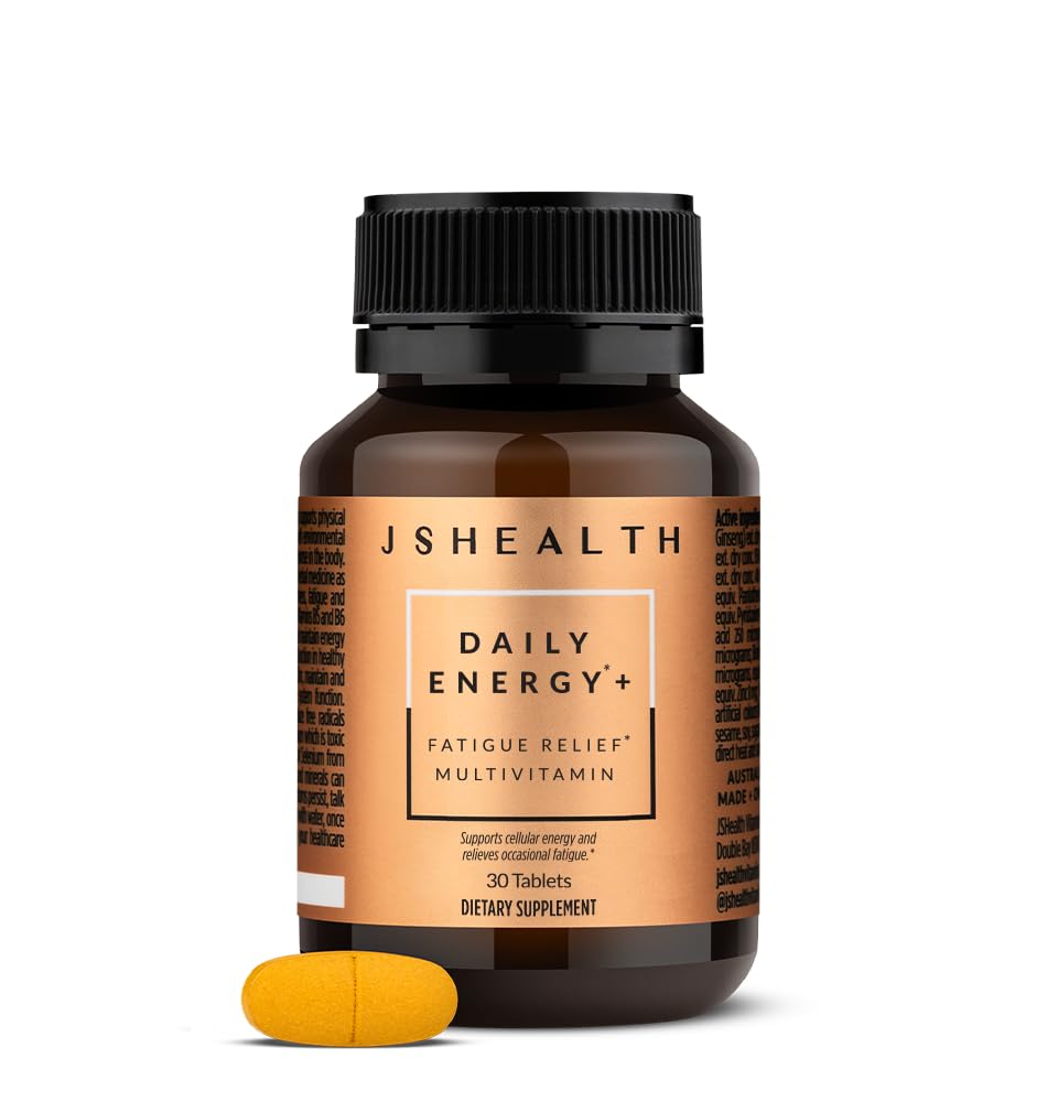 JSHealth Daily Energy Supplement for Women, Vegan, 60 Tablets | Once Daily Energy Vitamins with American Ginseng, Rhodiola, B Vitamins, Vitamin C, Zinc. Supports Stamina and Stress.