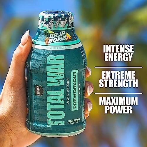 REDCON1 Total War Ready to Drink Preworkout, Strawberry Kiwi - 350mg of Fast Acting
