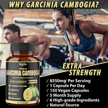 Premium Garcinia Cambogia 20:1 Extract Capsules 8550 mg - with Green Tea, Arjuna