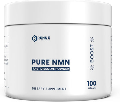 Renue By Science NMN Powder | 100g Fast Dissolve Powder Supplement | 500mg Nicotinamide Mononucleotide per Serving | Manufactured in the USA Third-Party Tested