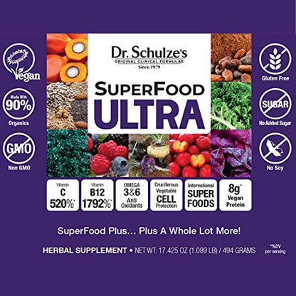 Dr. Schulze's SuperFood Ultra | Organic Super Food Powder | Vitamin B Complex and 520%