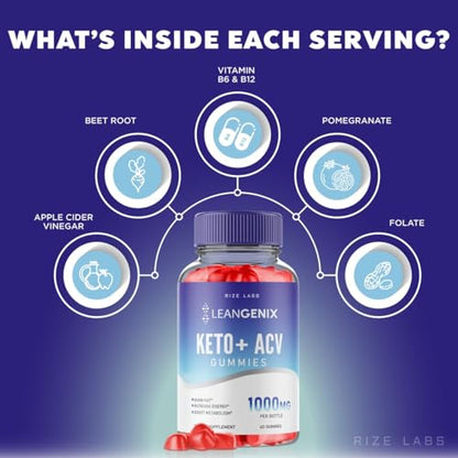 (3 Pack) Leangenix Keto ACV Gummies, Leangenix Keto + ACV for Advanced Weight Loss