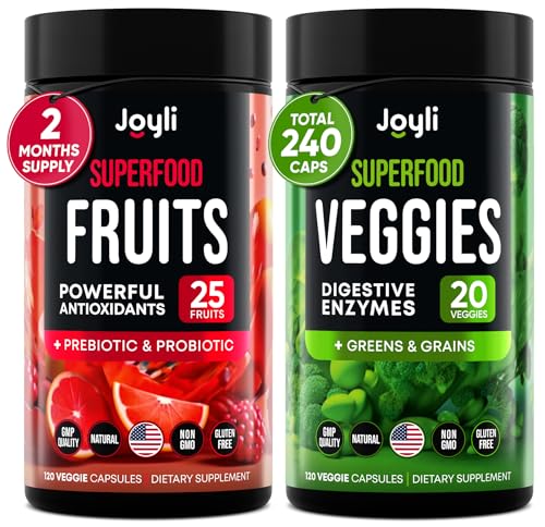 Fruits and Veggies Supplement - High Fiber Supplement for Immunity, Gut & Energy 