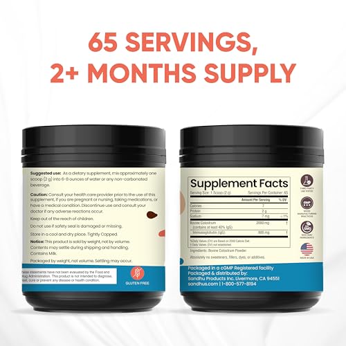 Sandhu's Pure Bovine Colostrum Powder Supplement for Humans |40% IgG Highly