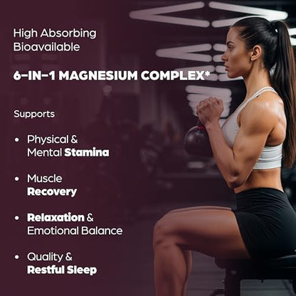 SANDHUHERBALS Zinc 50mg Bundle with Magnesium Complex 6 in 1 Supplement | Supports Immune, Muscle Health & Quality Sleep | for Men & Women