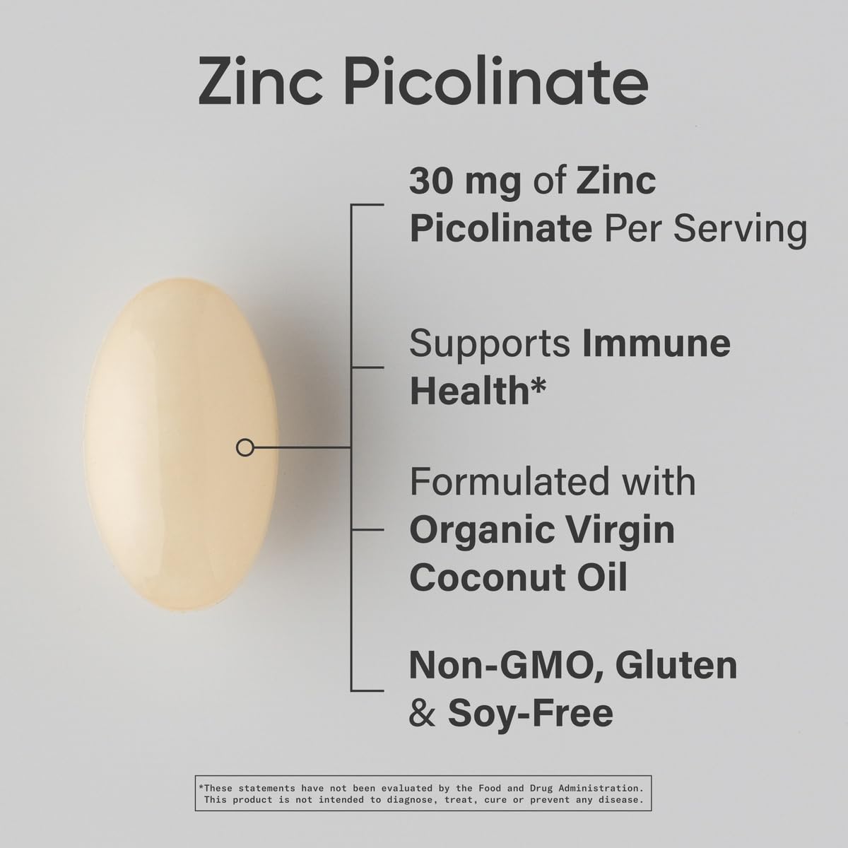 Sports Research High Potency Zinc Picolinate 30mg with Organic Coconut Oil | Highly Absorbable Zinc Supplement for Healthy Immune & Enzyme Function - Non-GMO Tested & Gluten-Free (90 Liquid Softgels)