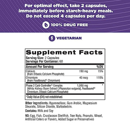 Natrol Carb Intercept with Phase 2 Carb Controller Capsules, White Kidney Bean Extract