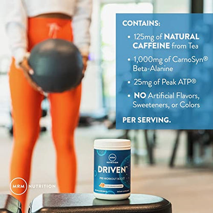 MRM Nutrition Driven Pre-Workout Powder | Strawberry Kiwi Flavored | 125mg Caffeine