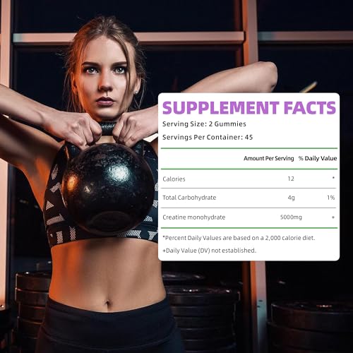 Novomins Creatine Monohydrate Gummies 5000mg for Men & Women, Chewables Creatine