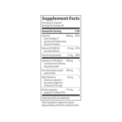 Clinical Immunity - Quick-Start - Immune System Support - Rapid Immunity Response - Boosts Antibodies, B + T + NK Cells, Neutrophils & Macrophagens - Black Elderberry & Pre + Probiotics - 60 Capsules