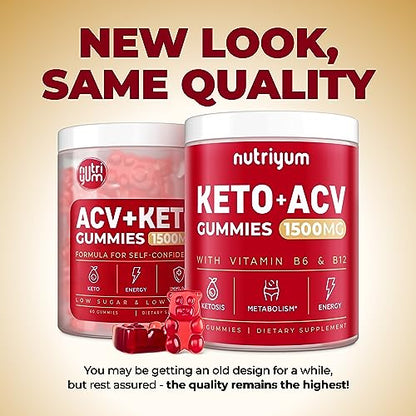 nutriyum Keto ACV Gummies 1500 mg - Apple Cider Vinegar Gummies with B6 & B12