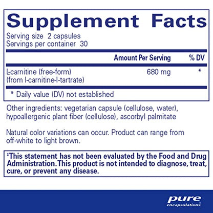 Pure Encapsulations L-Carnitine | Hypoallergenic Supplement for Cardiovascular and Endurance Support