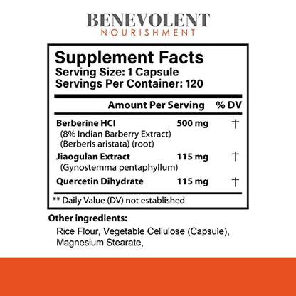 Premium Berberine HCL 730mg - 120 VCAPS Perfect Trio Complex with Non-GMO Jiaogulan