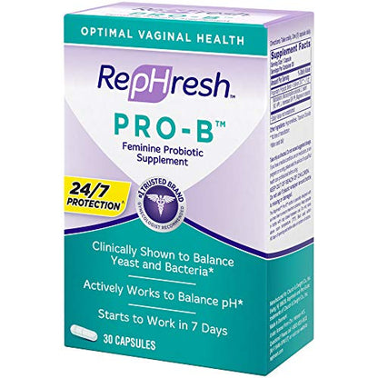 Rephresh Pro-B Probiotic Supplement for Women, 30 Oral Capsules (Pack of 2)