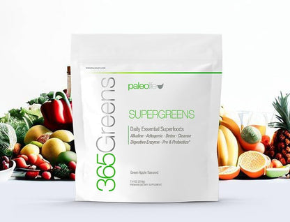 365Greens Daily Essential Premium Superfood with 75 Minerals, Vitamins, Vegetables, Fruits and adaptogens. Green 7.4 oz (2)