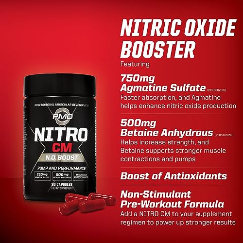 PMD Sports Nitro cm - Nitric Oxide with Agmatine Pre Workout Supplement - Muscle