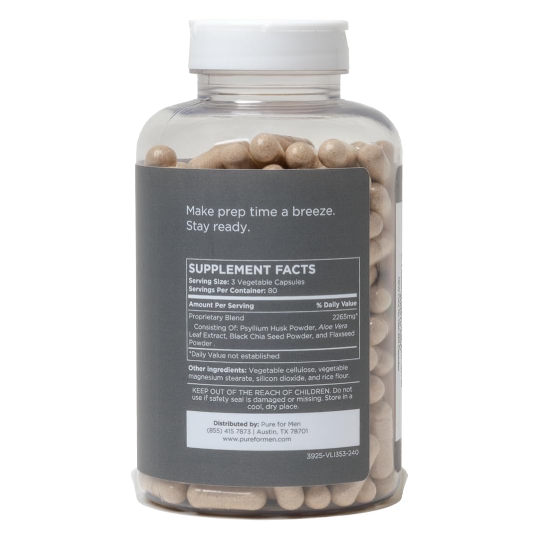 Pure for Men Stay Ready Fiber Supplement, 240 Vegan Capsules | Supports Daily