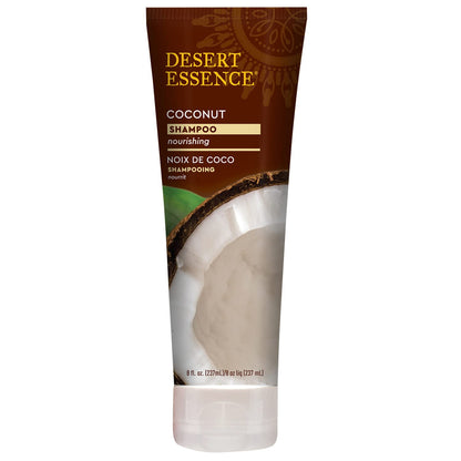 Desert Essence Coconut Shampoo, 8 fl oz - Gluten Free, Vegan, Paraben Free - Nourishing for Dry Hair with Coconut Oil, Shea Butter, & Hemp Oil - Mousturizes & Smooths Frizz 8 fl oz.