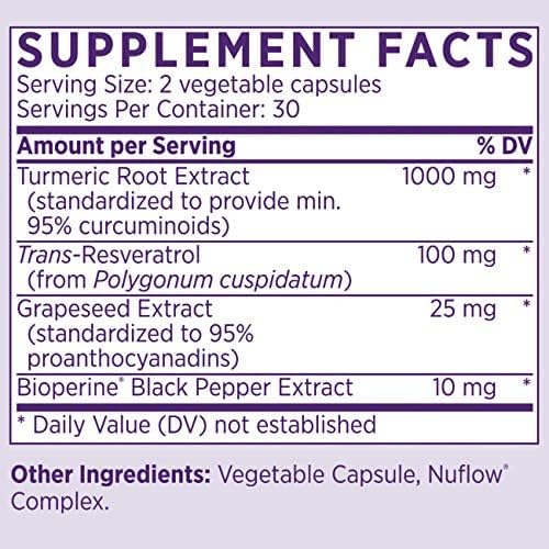 NAOMI Turmeric + Resveratrol 1000mg - Supports Healthy Inflammatory Response, Joint Comfort & Cardiovascular Wellness - 95% Curcuminoids, BioPerine® Enhanced Absorption, Non-GMO, Vegan, 30-Day Supply