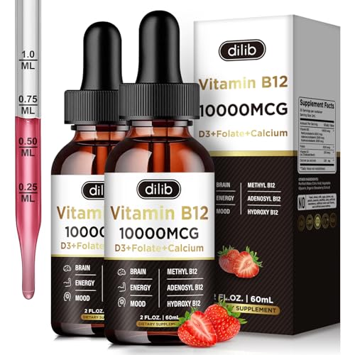 dilib Vitamin B12 Complex 10000 mcg | Vegan Triple Liquid B-12 Drops Sublingual Supple