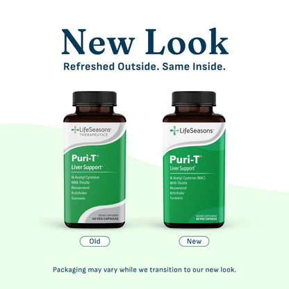 LifeSeasons Puri-T - Liver Cleanse & Detox Support Supplement - Resveratrol, N-Acetyl Cysteine, Milk Thistle, Artichoke & Turmeric - Supports Tissue Regeneration & Healthy Bile Flow - 60 Capsules