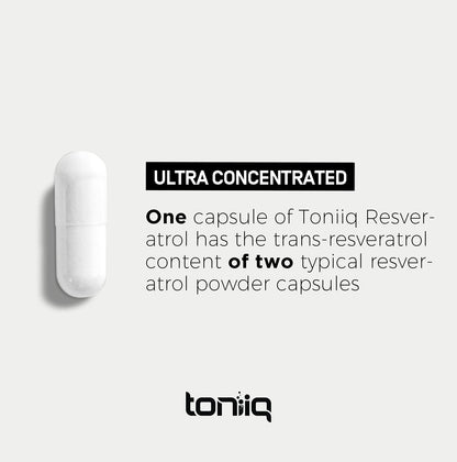 Toniiq Ultra High Purity Resveratrol Capsules - 98% Trans-Resveratrol - Highly Purified