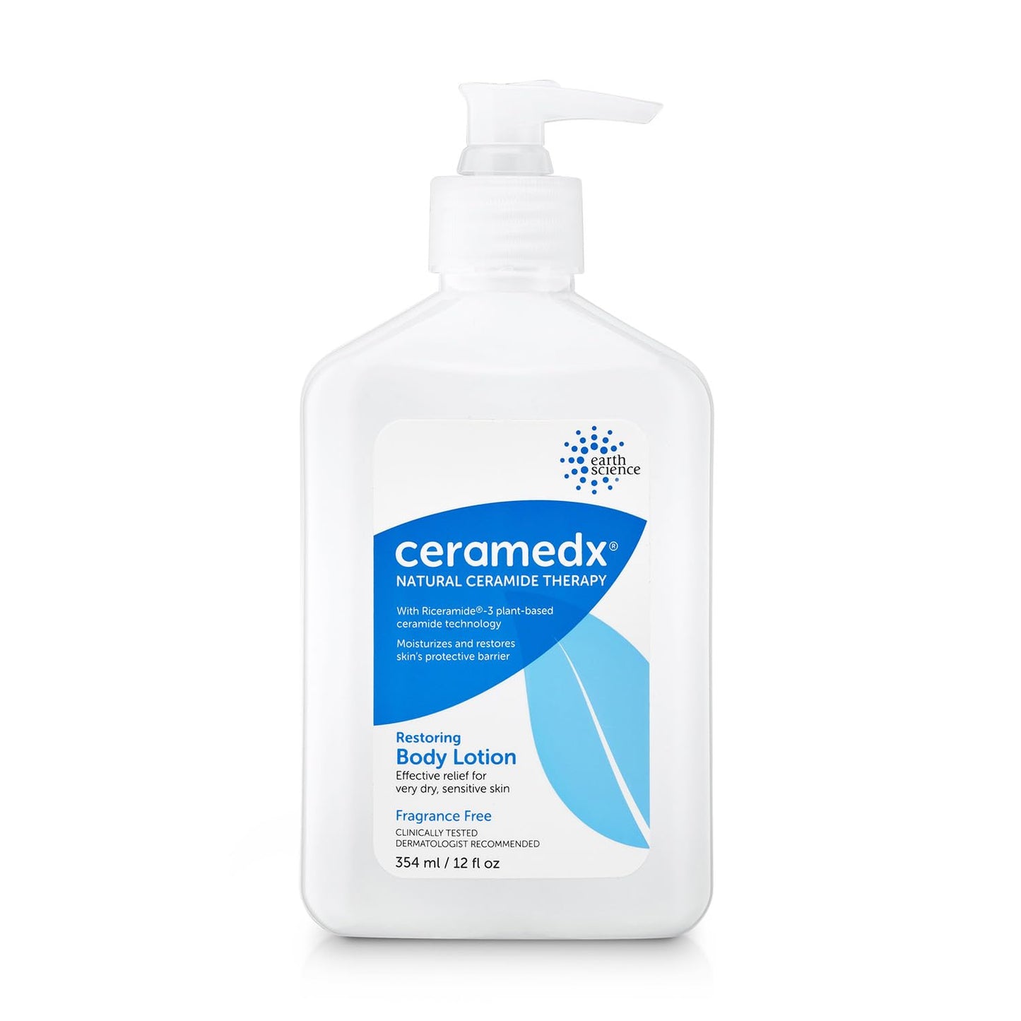 Ceramedx Restoring Ceramide Body Lotion, Fragrance Free, 12 oz | Plant-Based Riceramide-3 with Hyaluronic Acid & Shea | Daily Relief for Very Dry, Sensitive Skin | Vegan