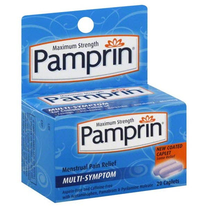 Pamprin, Menstrual Pain Relief Multi-Symptom Caplets, Maximum Strength, 20 Count
