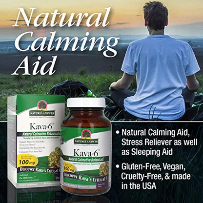 Nature's Answer Kava Root Powder Supplement Vegetarian Capsules, 90-Count | Natural