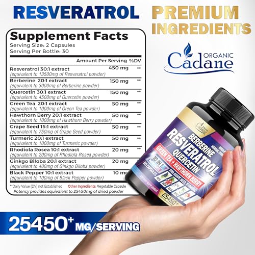 Premium Resveratrol Supplement 25450mg - Healthy Aging, Heart, Brain & Immune Support
