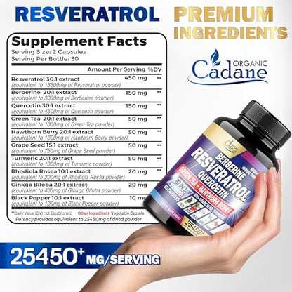 Premium Resveratrol Supplement 25450mg - Healthy Aging, Heart, Brain & Immune Support