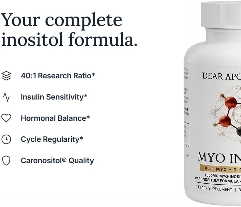 Myo Inositol D-Chiro 40:1 Ratio Capsules 1000mg + 25mg, 60 Count