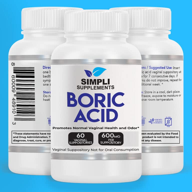 Simpli Supplements 60 Boric Acid Suppositories - Modern Support & Ancient Remedy - Scientifically