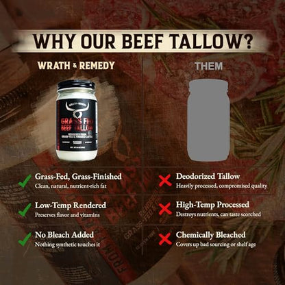 Beef Tallow for Cooking (14 oz) + Organic Beef Tallow for Skin - 4 OZ (Vanilla)