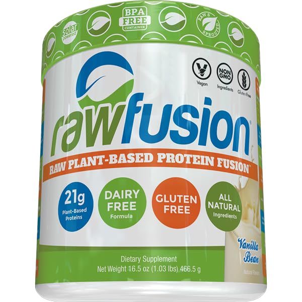 Rawfusion- Vegan Protein Powder, Vanilla Bean - 21g of Plant Based Protein, Low Net