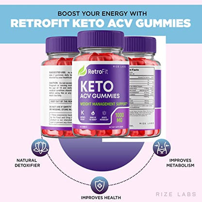rize labs (2 Pack) RetroFit Keto Gummies - Retro Fit ACV for Advanced Weight Loss