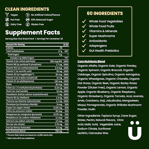 Grüns Super Greens Gummy Bears: Organic Spirulina and Chlorella, Prebiotics